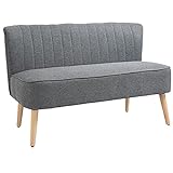HOMCOM 2-Sitzer Couch Stoffsofa Polstersofa Sitzmöbel Holz hellgrau 117 x 56,5 x 77