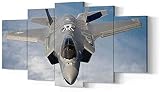 XZWYB 5 Teile Wand Bild F-35 Lightning Fighter Jet 150x80cm Abstrakte Kunst Moderne Gemälde leinwand handgemalt für Büro und Home Decor(Rahmenloser)