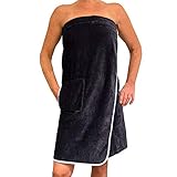 HOMELEVEL Saunakilt für Damen und Herren mit Klettverschluss und Tasche aus 100% Baumwolle Sauna Kilt Sarong (Dunkelblau/Weiss)