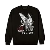 Japanisches Roboter-Monster-Fliegen-Sweatshirt – Space Sci Fi Damen Herren Bedruckter Pullover, Schwarz , M