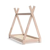 VitaliSpa Kinderbett Tipi Hausbett Indianer Bett Kinderhaus Massivholz Zelt Holz (Natur, 70 x 140 cm)