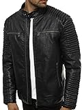 OZONEE Herren Lederjacke Kunstlederjacke Kunstleder Farbvarianten Jacke Bikerjacke Übergangsjacke Herrenjacke Leder Echtlederjacke Echtleder Wildleder Biker OZONEE 777/9664K SCHWARZ 3XL