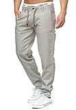 Indicode Herren Veneto Stoffhose aus 55% Leinen & 45% Baumwolle m. 4 Taschen | Lange sportliche Regular Fit Hose Moderne Baumwollhose Leinenhose Bequeme Freizeithose f. Männer Lt Grey XL