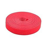 Klett Kabelbinder Klettband Klettbandrolle 5m x 10mm Breit Kabelmanagement Kabelorganizer Wiederverwendbar Klettkabelbinder Klettverschluss Frei Zuschneidbar Rolle Kabelmanager (A Red, one size)