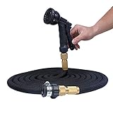 LIUXING-Home Gartensprinkler 3 mal Retractable Car Wash Wasserpistole Gartenschlauch Anti-Gefrieren,komfortabel und Anti-Rutsch Multifunktions-Spritzpistole (Color : Black, Size : 25ft)