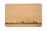 SNEG Brotzeitbrett Hamburg Skyline | Frühstücksbrettchen aus Buche | Holz Schneidbrett | Geschenk mit Gravur | Frühstücksbrett (Standard S (22x14x1cm), 1. ohne persönlicher Gravur)