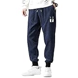 Herren Herbst Freizeithose Loose Beam Sporthose, blau, 4X-Groß