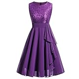 GFGHH 1950er Ärmellos Vintage Retro Spitzenkleid Rundhals Abendkleid Damen Elegant A-Linie Kleid Neckholder Floral Brautjungfern Partykleid Ärmellos Cocktail Kleid Cocktailkleid Festlich Ballk