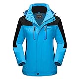 MAGCOMSEN Damen Skijacke 3 in 1 Jacken Outdoor Funktionsjacke Warme Wintermantel Fleece Gefüttert Jacke Damen Winddichte Wasserdicht Jacke Übergangsjacke mit Reißverschluss Blau 2XL