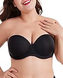 DotVol Damen Trägerloser BH Rückenfrei Ohne Träger Push Up Büstenhalter mit Geformte Cups für Abendkleider Ballkleider Brautkleider(85F,Schwarz)