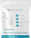 NV Uridinmonophosphat 250mg | 60 Vegane Kapseln | Uridin Monophosphat für Gedächtnis, Lernen und Kognitive Funktion | Allergen und Gluten Frei | Hergestellt in ISO-Zertifizierten Betrieb