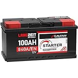 LANGZEIT Autobatterie 100AH 12V Batterie 30% mehr Startleistung ersetzt 88Ah 90Ah 92Ah 95Ah 100