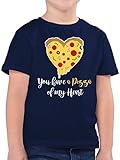 Anlass Mode Kinder Event Kids - You Have a Pizza of My Heart weiß - 116 (5/6 Jahre) - Dunkelblau - Liebe - F130K - Kinder Tshirts und T-Shirt für Jung