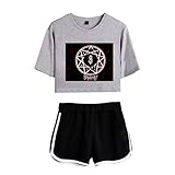 S.l.i.p-k.n.o.t Damen Sommer zweiteilig Set Kurzarm T-Shirt und Kurze Hose (21,M)