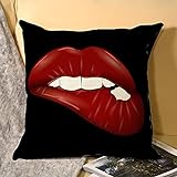Rote Lippe mit weißen Zähnen, Kissenbezüge bedruckt auf beiden Seiten, für Sofa, Couch, Zuhause, Schlafzimmer, Überwurf, Kissenbezug, Leinen, 45,7 x 45,7