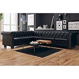 Sofa hochwertige Polstersofa Sitzmöbel, Schlafsofa, Couch Schlafsessel, Bettsofa, zeitgemäße Gestaltung, Wohnzimmer Möbel, mit Schlaffunktion, Ecksofa 6-Sitzer Kunstleder Schw