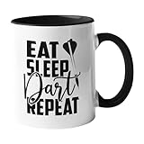 Darts Tasse - Dart Shirt - Spruch - Geschenk - Eat Sleep Dart Repeat - Dart Tasse - Dart T-Shirt - Dart Deko - Bulls Eye (Keramik Tasse (schwarz), 325 ml)