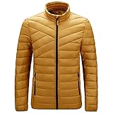 JELLYB Steppjacke Herren Modern Urban Dünnschliff Einfarbig Stehkragen Strickjacke Männer Übergangsjacke Herbst Winter Mit Reißverschluss Warm Langarm Herren Daunenjacke by-Yellow 4XL
