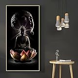 Moderne Buddha Wandkunst Zen Bild Poster und Drucke Leinwand Bodhisattva auf Lotus Malerei für Wohnzimmer Home Cuadros Decor 30x60cm R