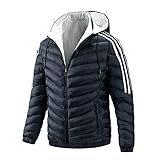 Pajiay Kapuzenjacke Herren Regular Fit Spleißen Wendejacke Herren Herbst Winter Komfortabel Winddichte Jacke Herren Einfachheit Lassig Dünn Und Leicht Daunenjacke Herren C-Navy L