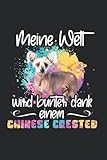 Meine Welt wird bunter dank einem Chinese crested: Liniert Notizbuch Tagebuch Geschenkidee Notizheft Hund Geschenk H