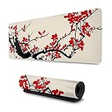 Gaming Mauspad Perfekte Präzision und Geschwindigkeit Mousepad mit Motiv Japanische Kirschblüte Mit Blumen für Computer Laptop Gummierte Unterseite Matte Mousepad 11.8x31.5 Z
