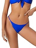 SheIn Damen Basics Tanga Bikini Bottom Beachwear Solid Badeanzug Panty - Blau - M