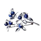 Schmuck Brosche Pins Frauen Brosche, Chinesischer Stil Kreatives Design Temperament Blume Kragen Pin Sockel Ethnischer Stil Eleganter Zweig Blaubeere Brosche Multi-Color Crystal B