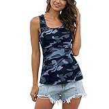 Oberteile Sommer Damen Tarndruck Stil Fashion Einfacher Vielseitige Sleeveless Tanktops T Shirts U Ausschnitt Classic Komfortabel Camisole Schlank Relaxed Lässige Tank Top