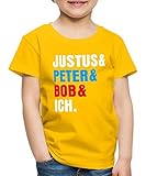 Spreadshirt Die DREI Fragezeichen Justus & Peter & Bob & Ich Kinder Premium T-Shirt, 110-116, Sonnengelb