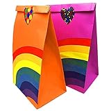 Btruely 40 Papiertüten Beutel Geschenktüten Bodenbeutel mit Aufkleber, Papierbeutel Süßigkeiten für Hochzeit Geburtstag DIY Verpacken (A)