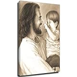 Wandkunstdruck, Motiv Jesus Christus mit Kind, religiös, spirituell, christlich, ohne Rahmen, 30 x 45