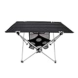 QIAOLI Outdoor Camping-Klapptisch mit Aluminiumlegierungstisch Ultraleichte robuste Klapptischschreibtisch für Picknick-Camping (Color : Black)