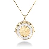 Miabella 18 Karat Gold Über Sterling Silber Italienische Echte 500-Lira Reversible Münze Anhänger Halskette für Frauen, 18, 20 Zoll Kette 925 Medaillon Halskette Made in Italy (18)