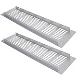 FayTun Aluminium Lüftungsgitter,2 Stücke Weiß Lüftungsgitter Tür-300x 80mm,Metall Abluftgitter Belüftung mit Insektenschutzgitter, Abluft Gitter,Abschlussg
