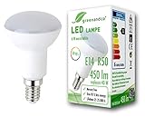 greenandco® CRI 90+ LED Lampe ersetzt 37 Watt R50 E14 matt, 6W 430 Lumen 3000K warmweiß 160° 230V AC, flimmerfrei, nicht dimmbar, 2 Jahre G