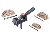 kwb Dübelprofi / Dübellehre, Komplett-Set inkl. CV Holzbohrer und Holz-Dübel, Universal-Bohrhilfe für gerade Bohrungen von Ø 3, 3.3, 4, 4.2, 5, 6, 6.8, 8, 10, 12