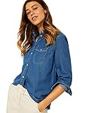 Cecil Damen 342854 Bluse, mid Blue wash, XXL