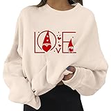 GFGHH Damen Sweatshirt Buchstaben Druck Rundhals Pullover Oversized Bequem Teenager Mädchen Baggy T-Shirt Sportbekleidung übergroßer Hip Hop Top Blusen Frauen Langarmshirt Shirts Valentinstagsgeschenk