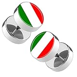 Piersando Ohrringe Fake Ohr Plug Flesh Tunnel Piercing Ohrstecker Stecker Stab Runde Platte Fussball EM & WM Länderflagge Fanartikel Land Flagge I