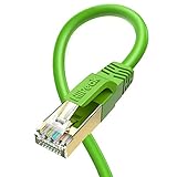 HiiPeak Netzwerkkabel Lan Kabel Cat 8 mit 40Gbps Ethernet Geschwindigkeit und 2000 Mhz Betriebsfrequenz, Rj45 Kabel mit vergoldeter Anschlüsse, Grün (1.5m, Grün)