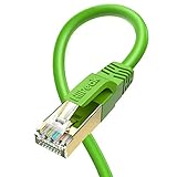 HiiPeak Netzwerkkabel Lan Kabel Cat 8 mit 40Gbps Ethernet Geschwindigkeit und 2000 Mhz Betriebsfrequenz, Rj45 Kabel mit vergoldeter Anschlüsse, Grün (1.5m, Grün)