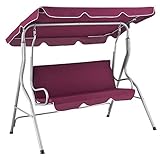 Juskys Hollywoodschaukel 3-Sitzer mit Dach & Sitzauflage – Gartenschaukel 200 kg belastbar – Schaukelbank für Garten & T