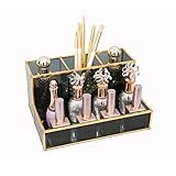 SLHEQING Gold Kosmetik Organizer Glas Pinselhalter, Schminkpinsel Aufbewahrung Spiegeltablett für Fundamente Lippenstift Nagellack Haarnadeln (Black A)