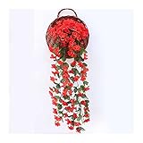 Yanhuig Violette Künstliche Blume Party Dekoration Simulation Valentinstag Hochzeit Wand Hängender Korb Blume Orchidee Gefälschte Blume (Color : Red)