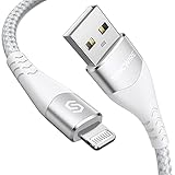 Syncwire iPhone Ladekabel Lightning 2 Meter, [C89 erweitert MFi-Zertifiziert] aus Nylon geflochtenes, schnelles Ladekabel für iPhone 13 12 11 Pro Max XS X XR 8 7 6s 6 SE 5, Legierungssilb