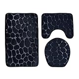 Set mit 3 rutschfesten weichen Badekiesel-Bodenmatten, WC-Vorleger-Set, rutschfeste Teppiche für Badezimmer, Dusche, WC, Wohnzimmer, Heimdekoration, waschbare Teppiche S