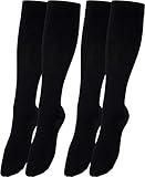RS. Harmony Stützkniestrümpfe mit Kompression für lange Flug-reisen und Auto-fahrten sowie für's Büro, Thrombose Socken und Stützstrümpfe gegen geschwollene Beine, 2 Paar, schwarz, 35-38