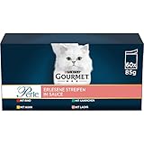 PURINA GOURMET Perle Erlesene Streifen Katzenfutter nass, Sorten-Mix, 60er Pack (60 x 85g)