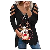 HHOP Weihnachten blusentops Damen Tunika elegant festlich Oberteile sexy Damen Sommerblusen Damenpullover Langarm Winter elegant Oberteile sexy lässige Oberteile Bluse Sommer Damen Ob